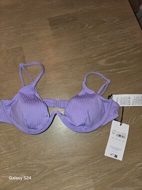 Women's Ribbed Lavender Swim Top Sz M RVCA New